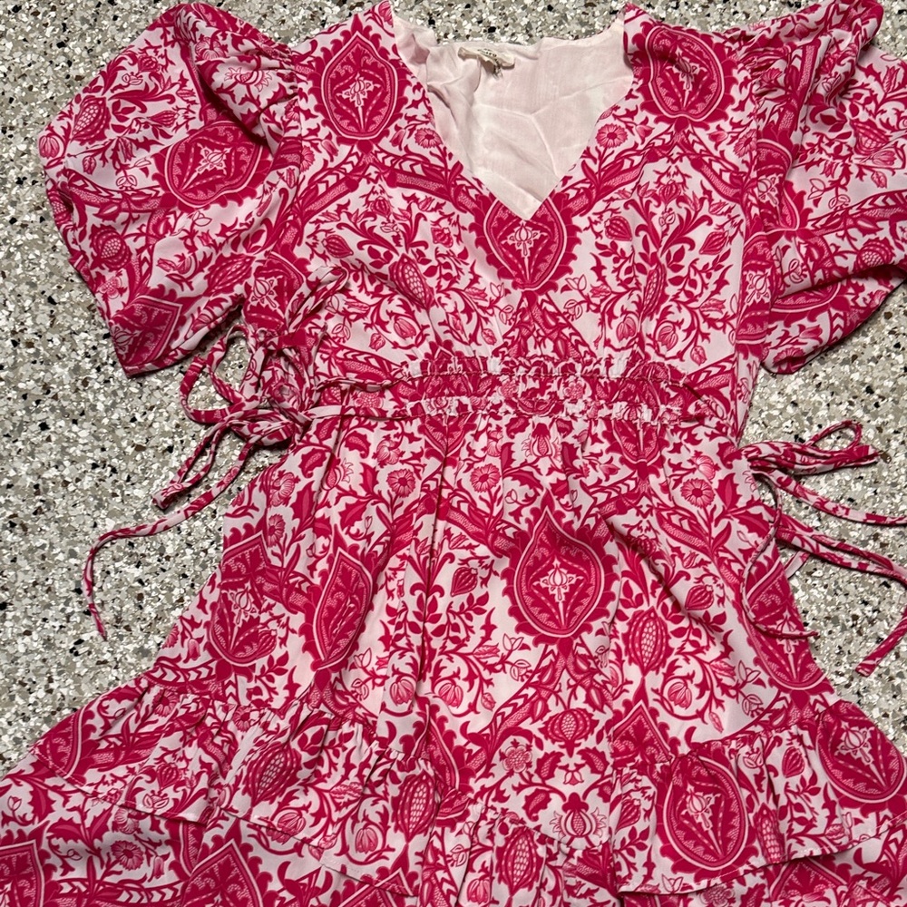 Pink and White Patterned Dress